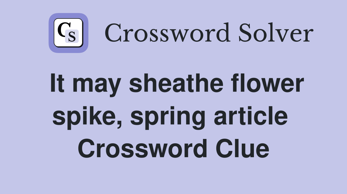 It may sheathe flower spike, spring article  Crossword Clue