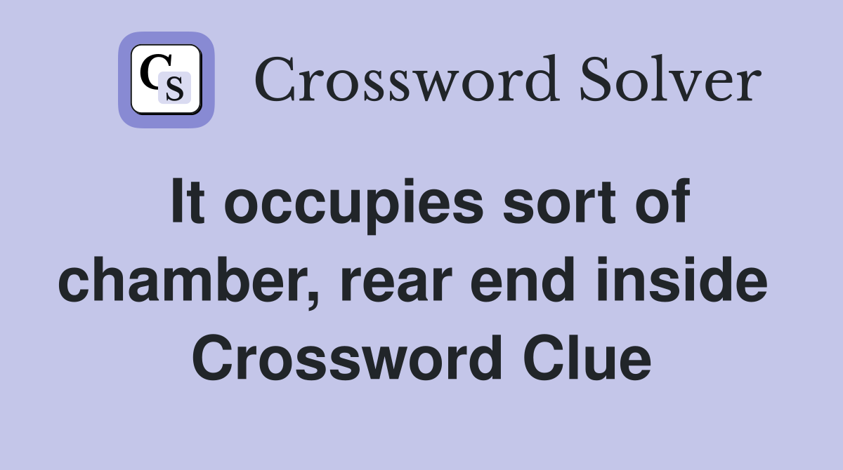 It occupies sort of chamber, rear end inside  Crossword Clue