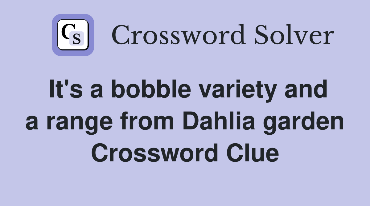 It's a bobble variety and a range from Dahlia garden Crossword Clue
