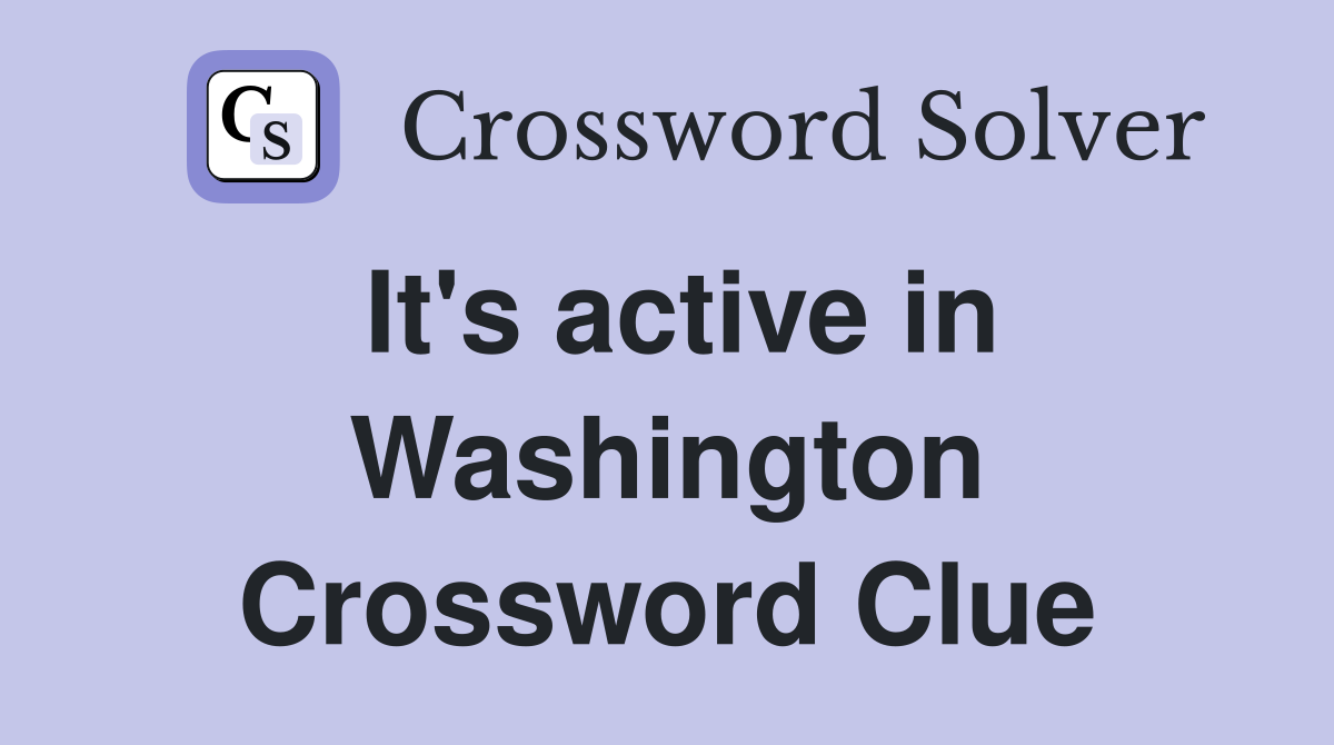 It's active in Washington Crossword Clue