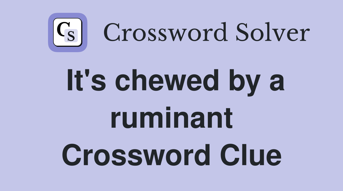 It's chewed by a ruminant Crossword Clue