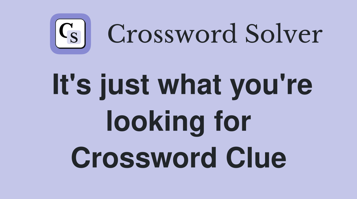 It's just what you're looking for Crossword Clue