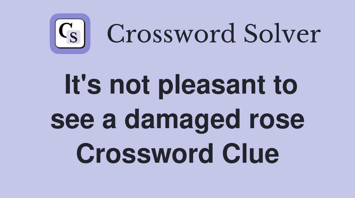 It's not pleasant to see a damaged rose Crossword Clue