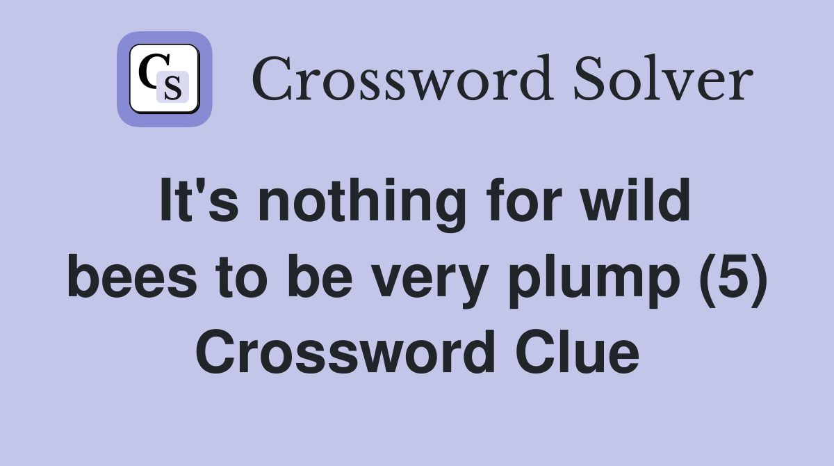It's nothing for wild bees to be very plump (5) Crossword Clue