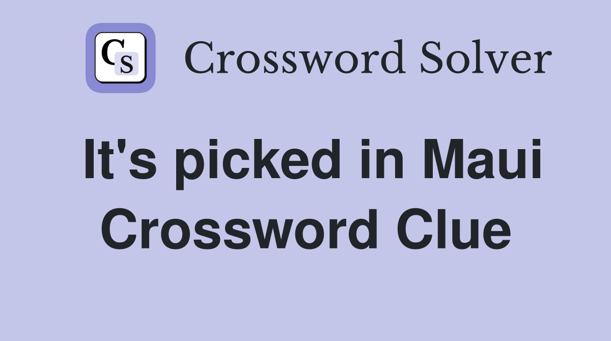It's picked in Maui Crossword Clue