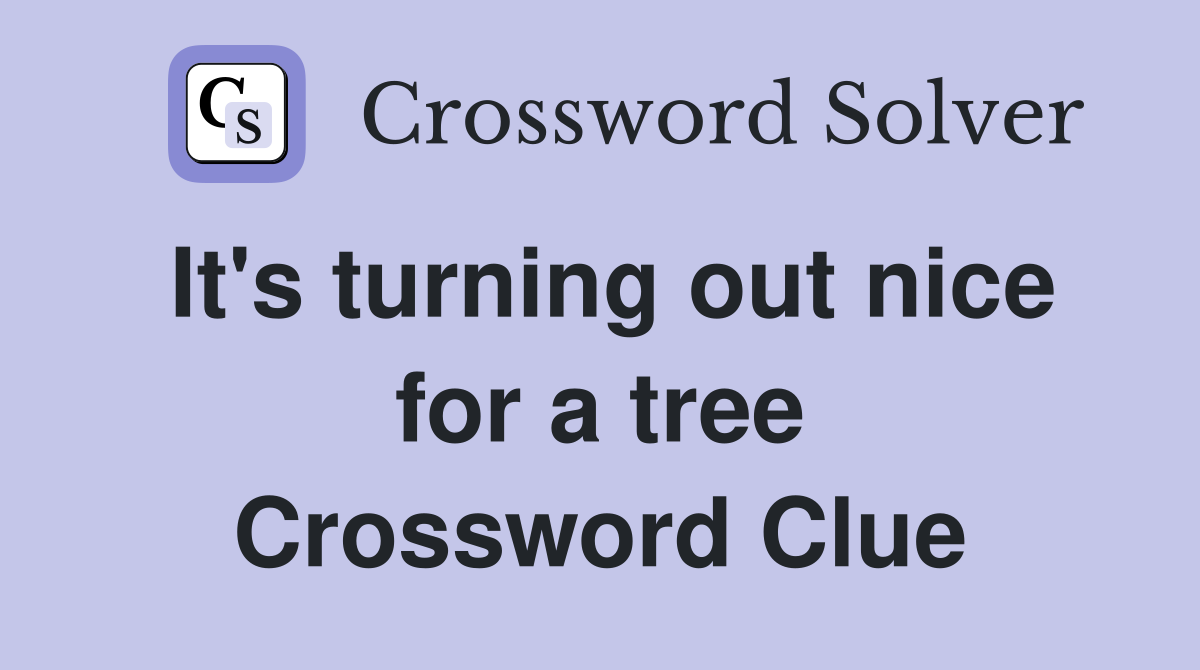 It's turning out nice for a tree Crossword Clue