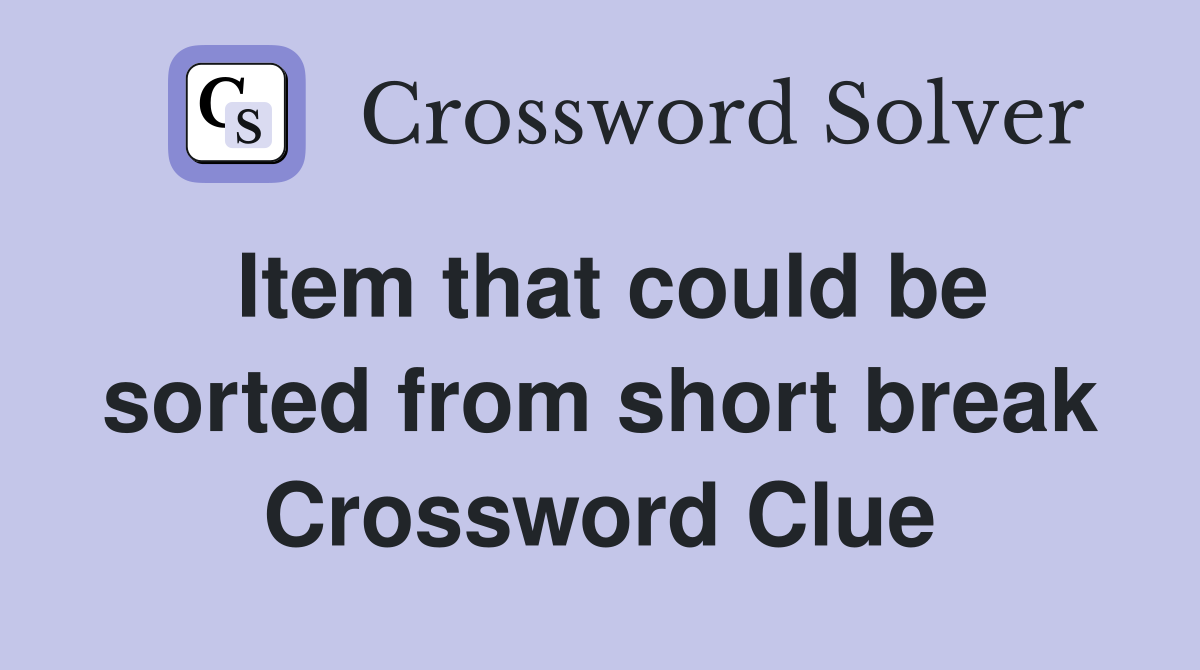 Item that could be sorted from short break Crossword Clue