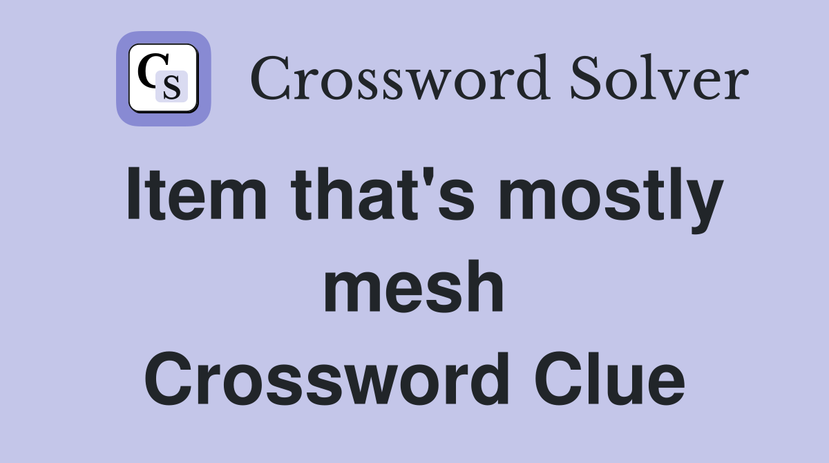 Item that's mostly mesh Crossword Clue