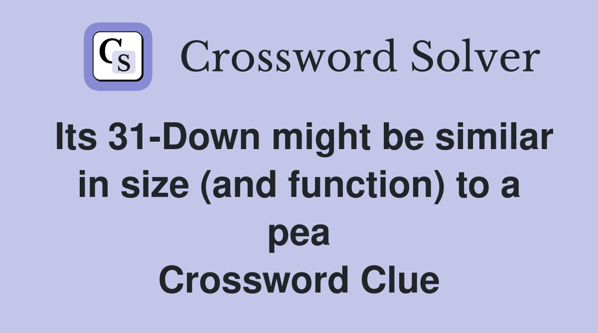 Its 31-Down might be similar in size (and function) to a pea Crossword Clue