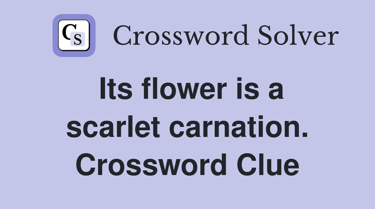Its flower is a scarlet carnation. Crossword Clue