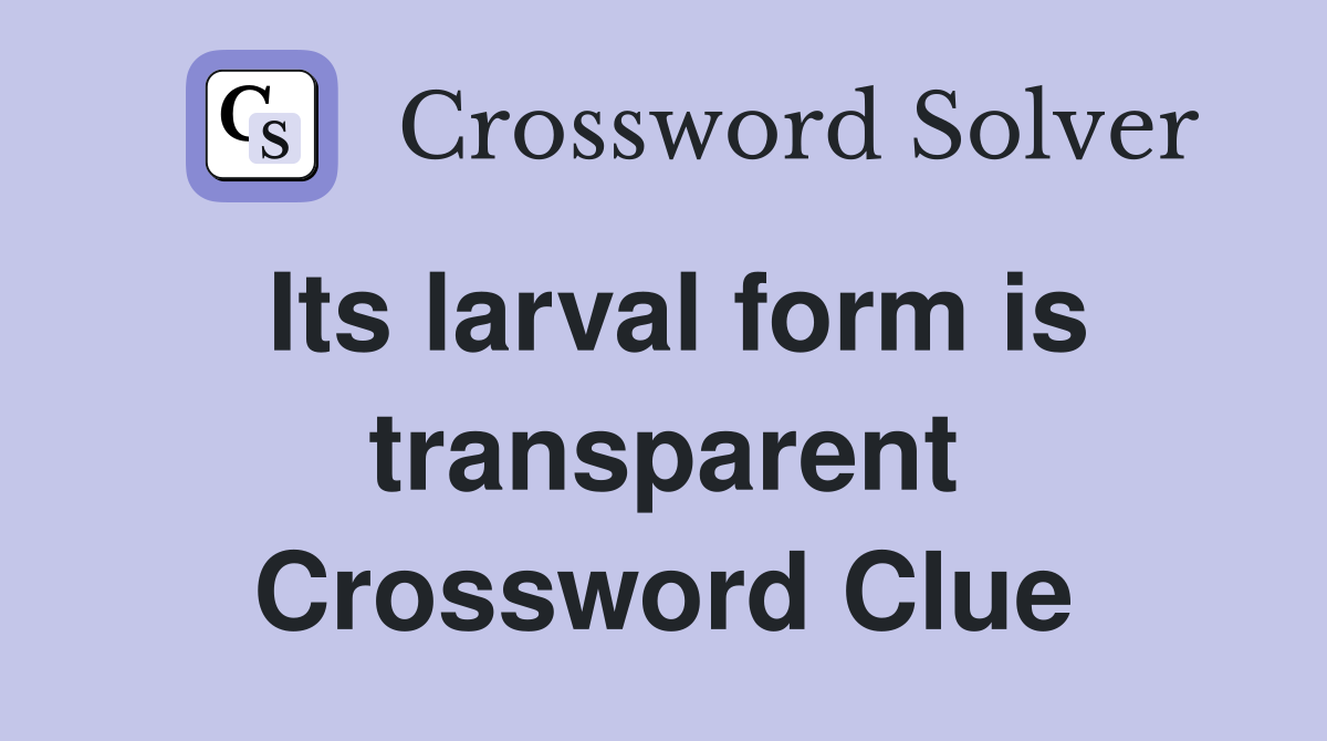 Its larval form is transparent Crossword Clue