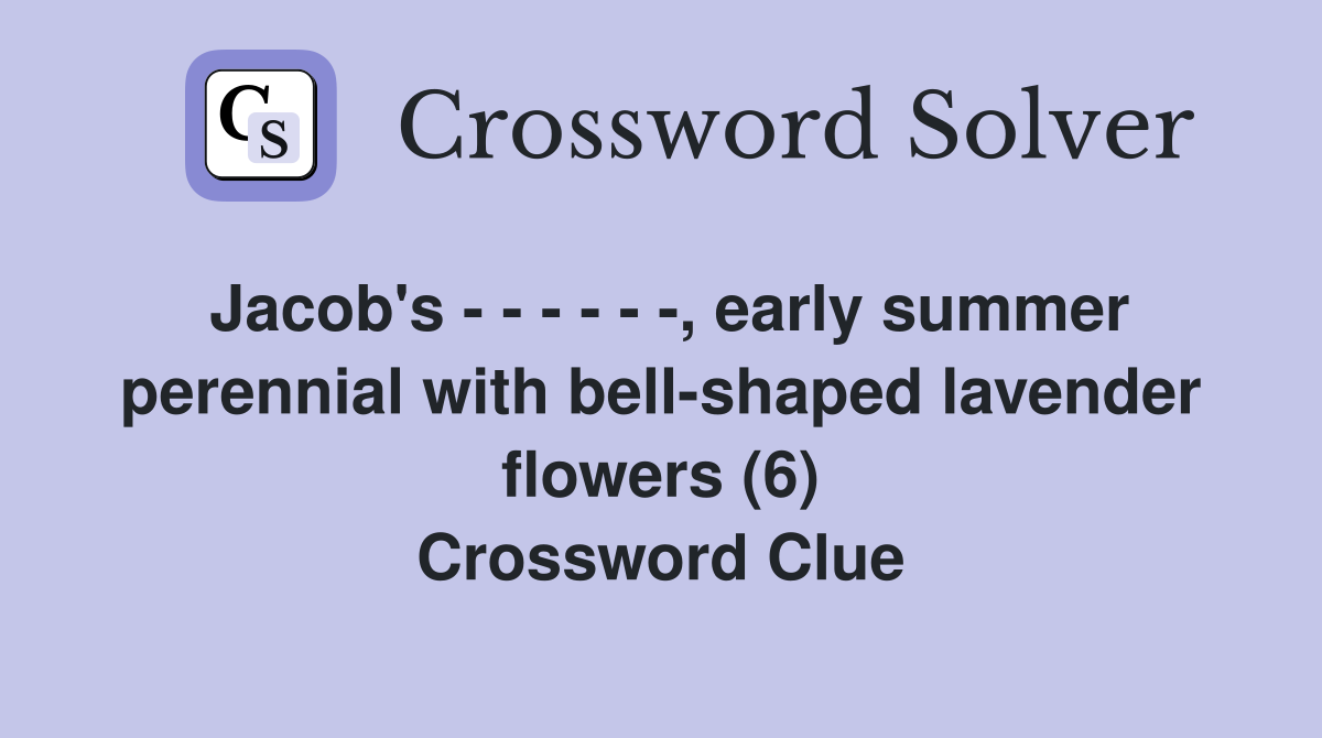 Jacob's - - - - - -, early summer perennial with bell-shaped lavender flowers (6) Crossword Clue