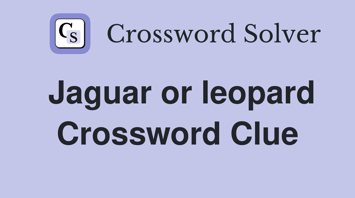 Jaguar or leopard Crossword Clue