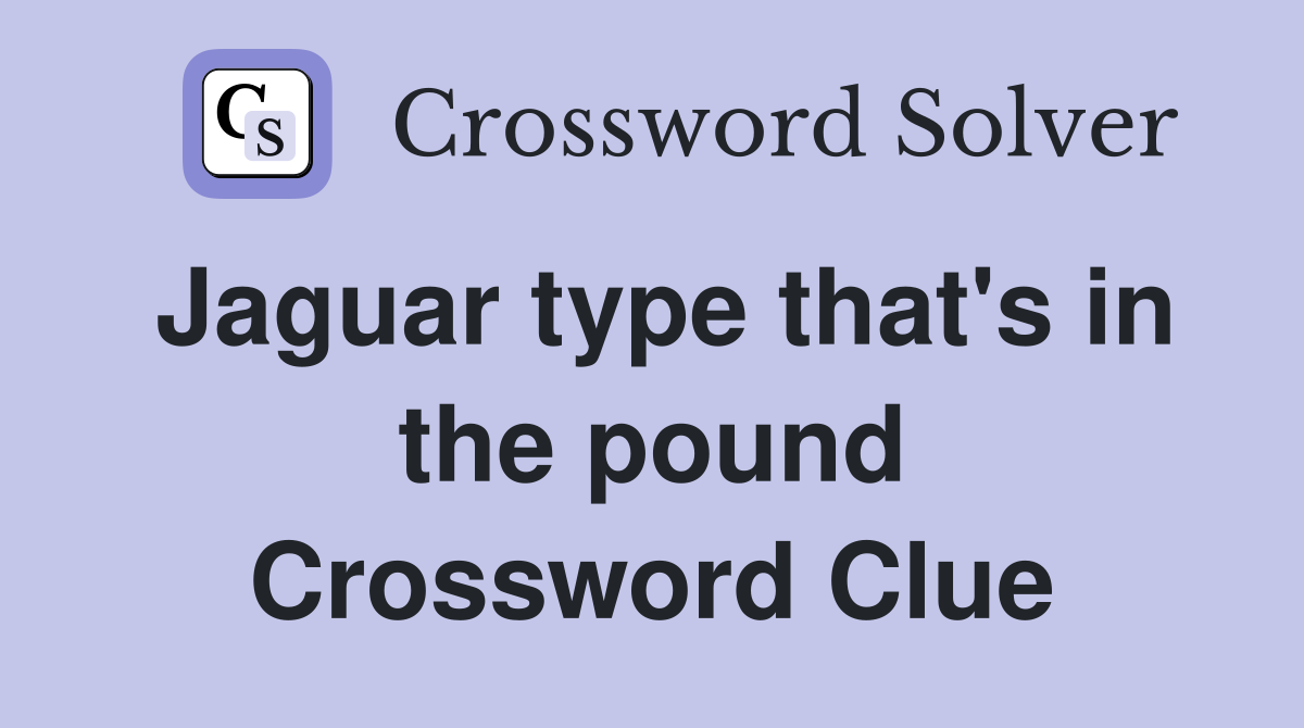 Jaguar type that's in the pound Crossword Clue