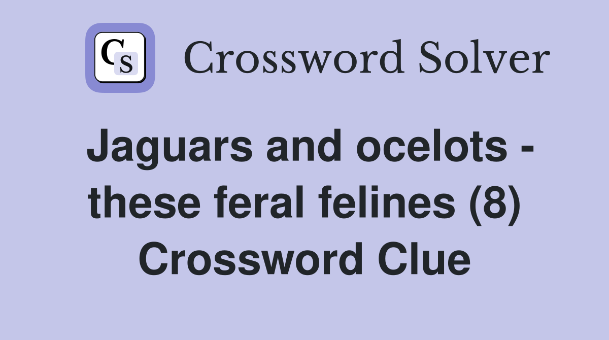 Jaguars and ocelots - these feral felines (8) Crossword Clue