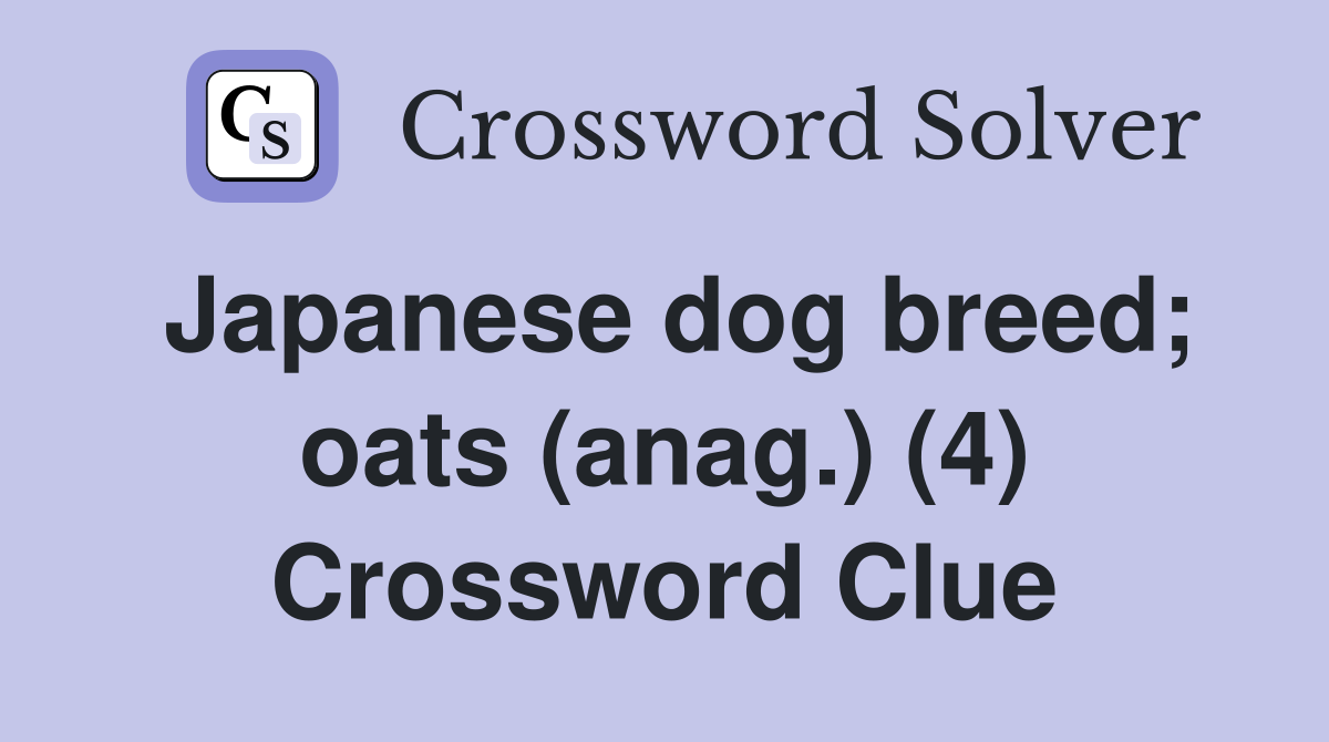 Japanese dog breed; oats (anag.) (4) Crossword Clue