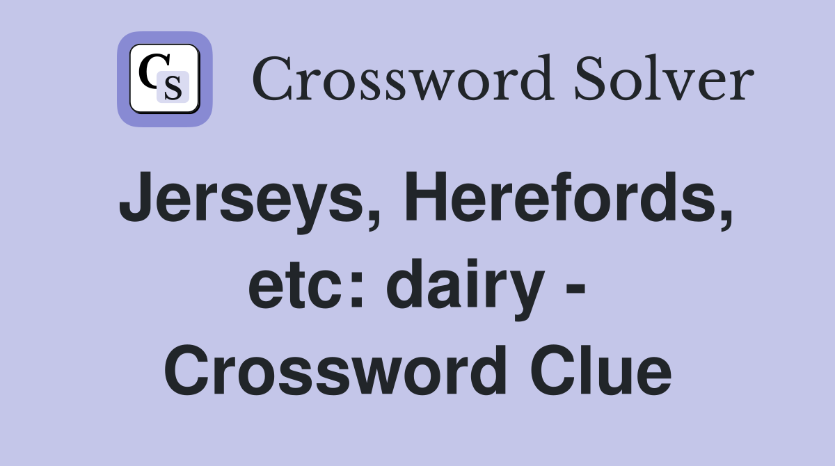 Jerseys, Herefords, etc: dairy - Crossword Clue