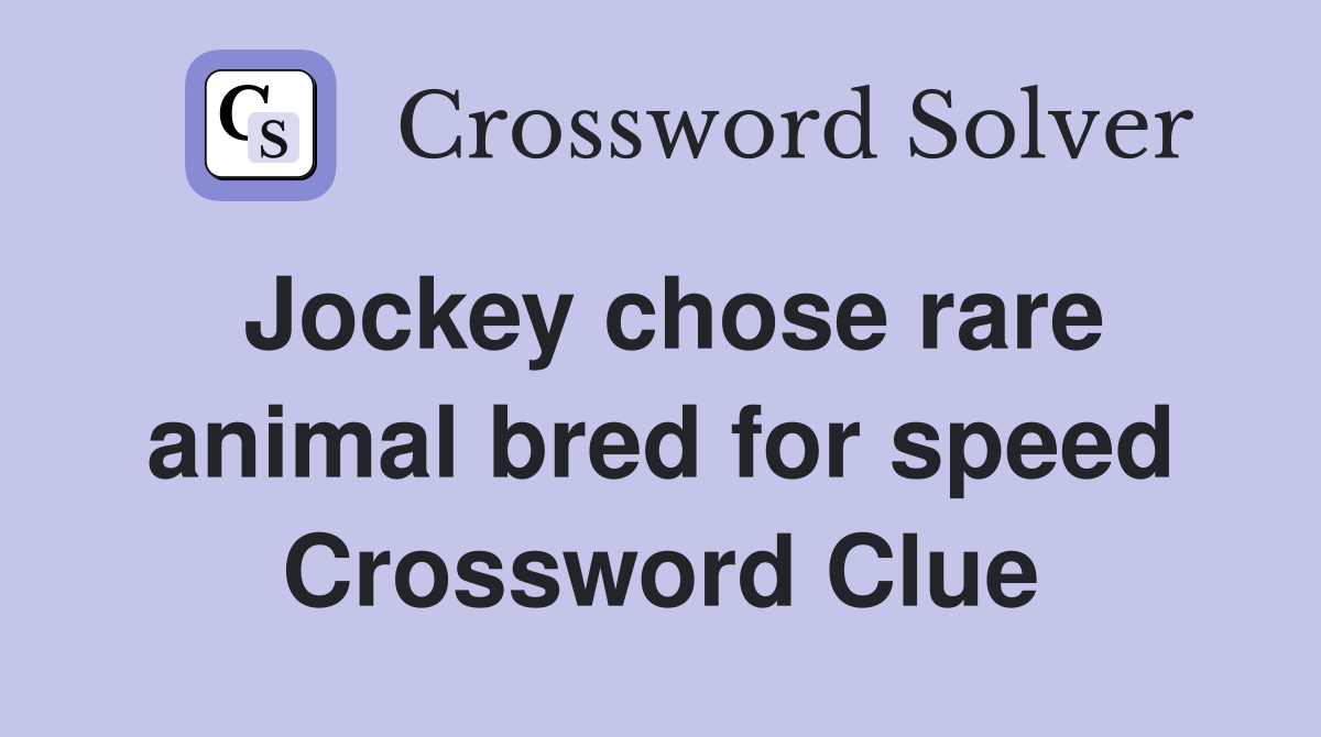 Jockey chose rare animal bred for speed Crossword Clue