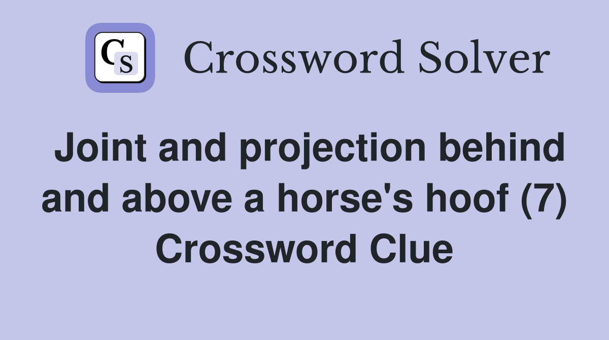 Joint and projection behind and above a horse's hoof (7) Crossword Clue