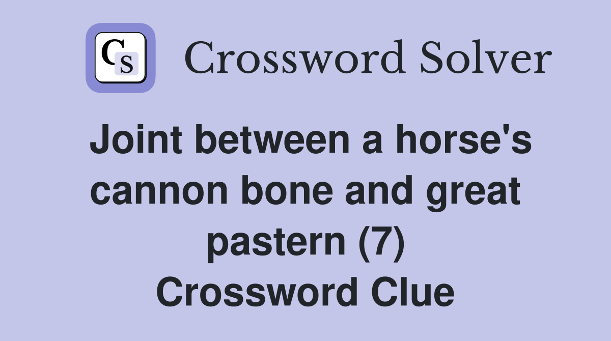 Joint between a horse's cannon bone and great pastern (7) Crossword Clue