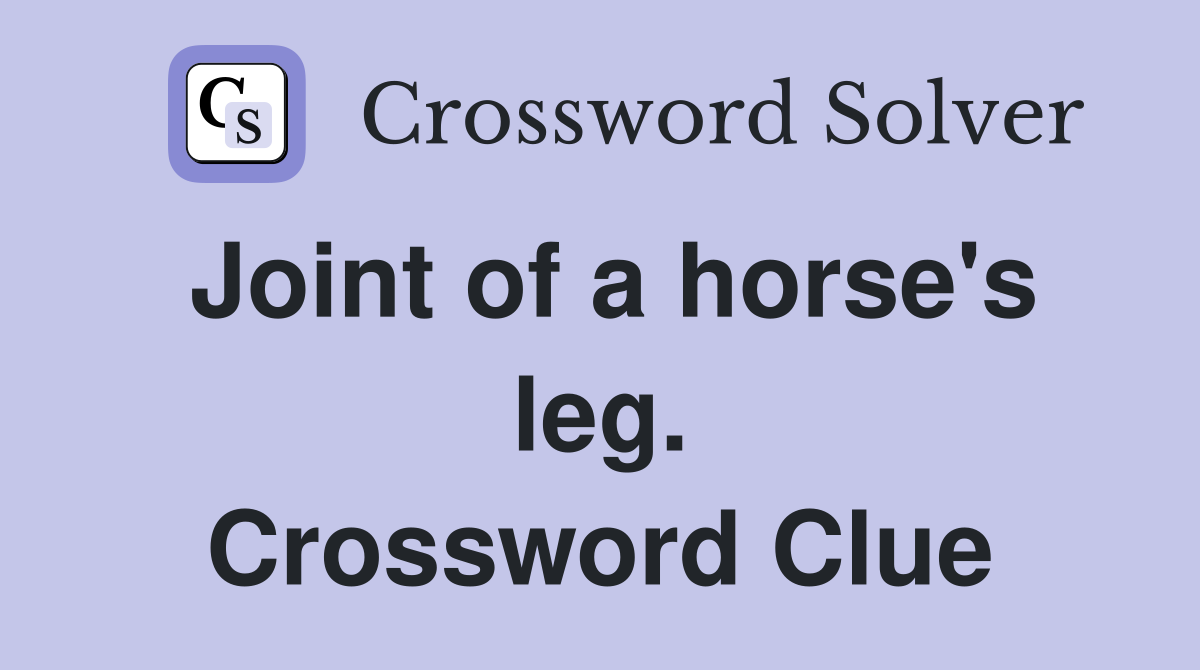 Joint of a horse's leg. Crossword Clue