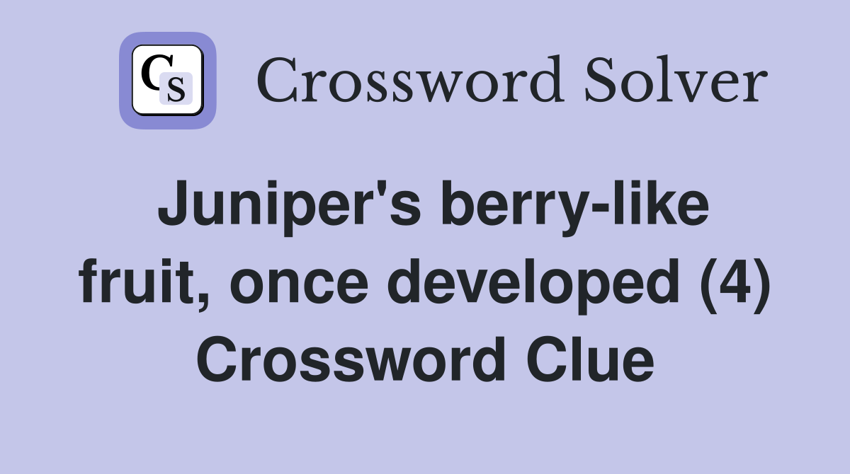 Juniper's berry-like fruit, once developed (4) Crossword Clue