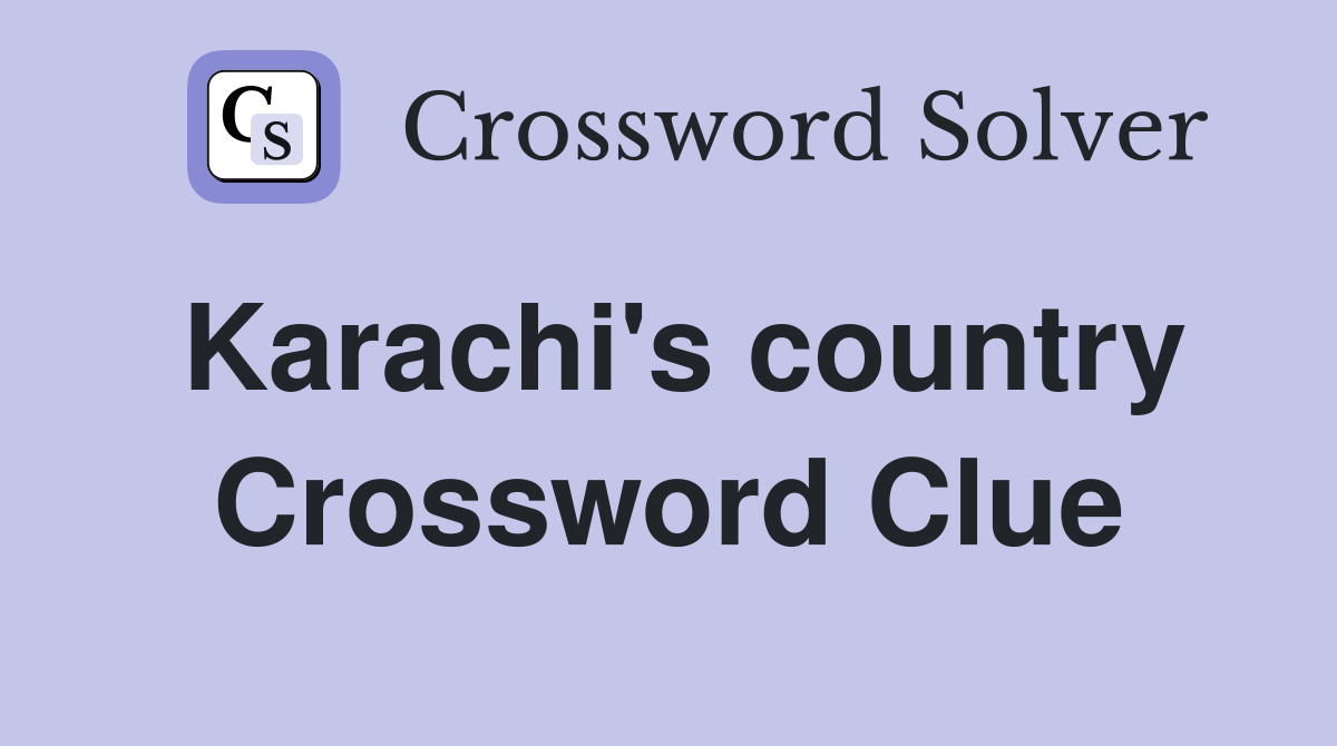 Karachi's country Crossword Clue
