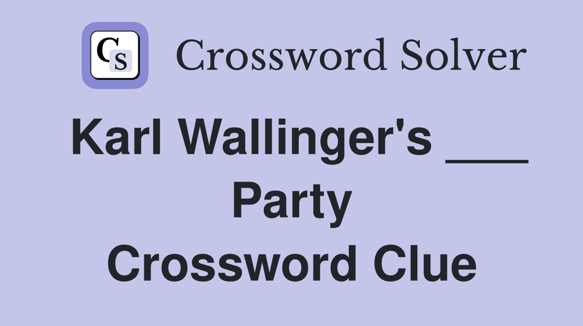 Karl Wallinger's ___ Party Crossword Clue