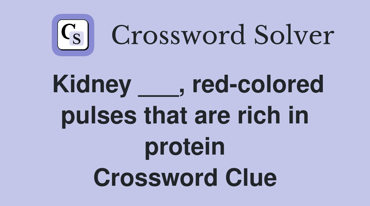 Kidney ___, red-colored pulses that are rich in protein Crossword Clue