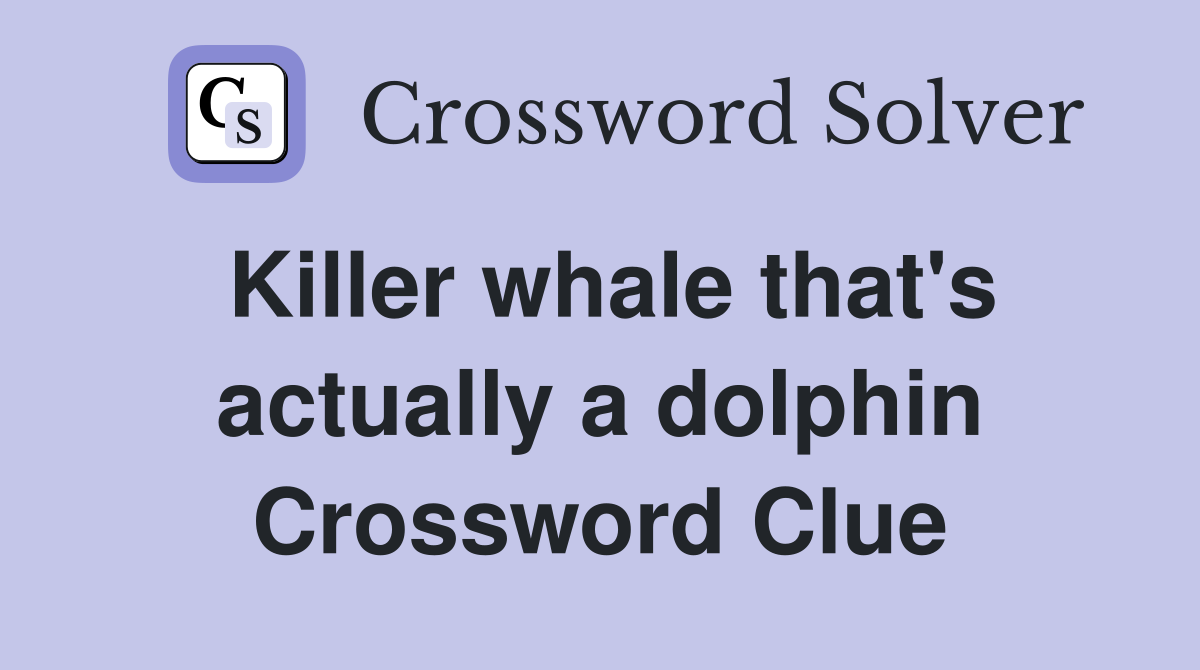 Killer whale that's actually a dolphin Crossword Clue