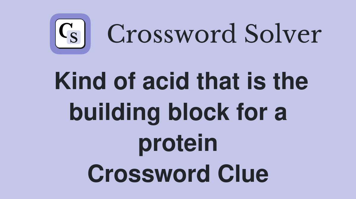 Kind of acid that is the building block for a protein Crossword Clue