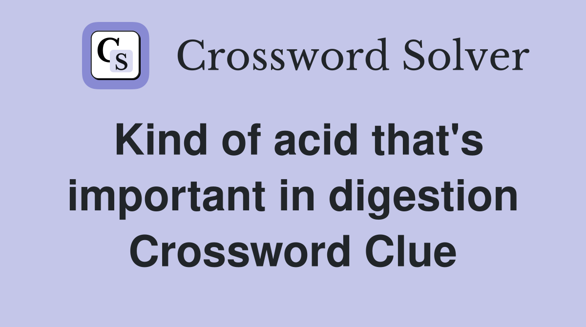 Kind of acid that's important in digestion Crossword Clue
