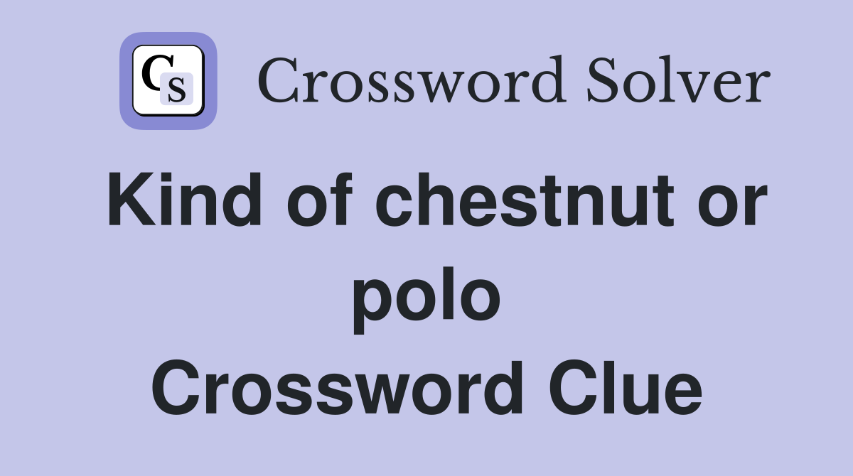 Kind of chestnut or polo Crossword Clue