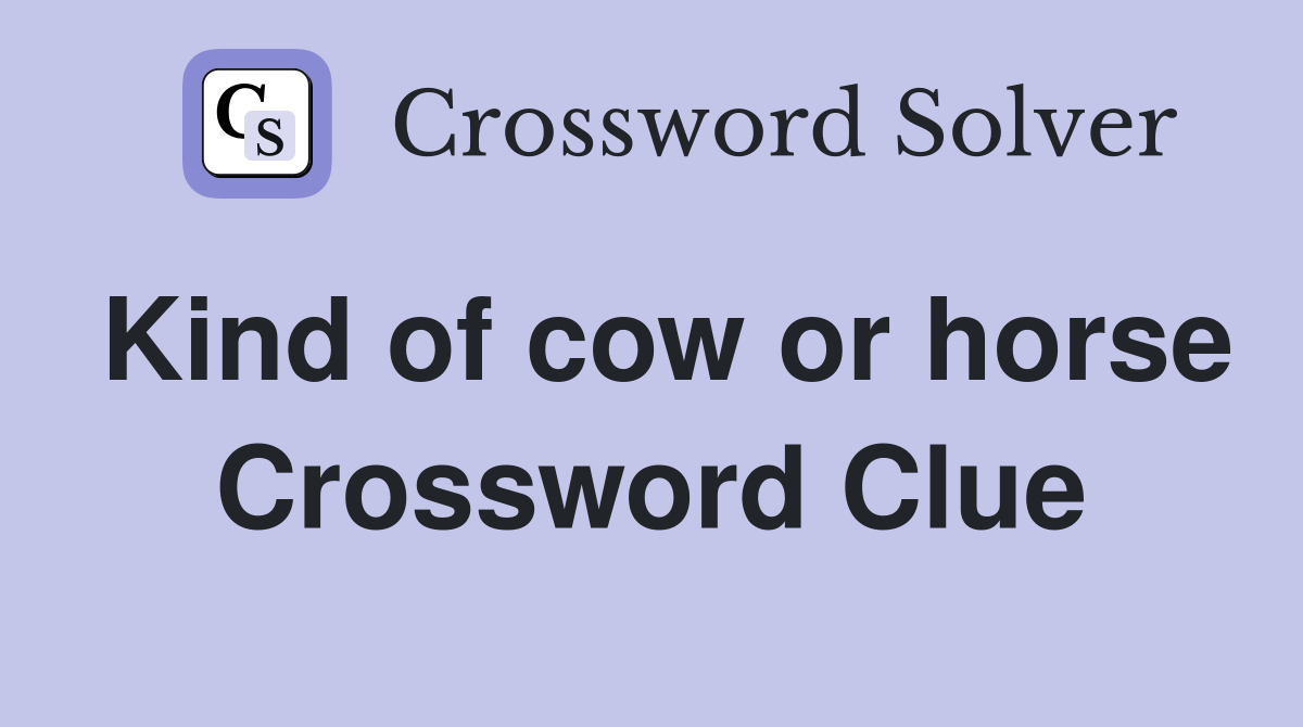 Kind of cow or horse Crossword Clue