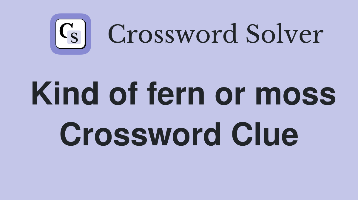 Kind of fern or moss Crossword Clue