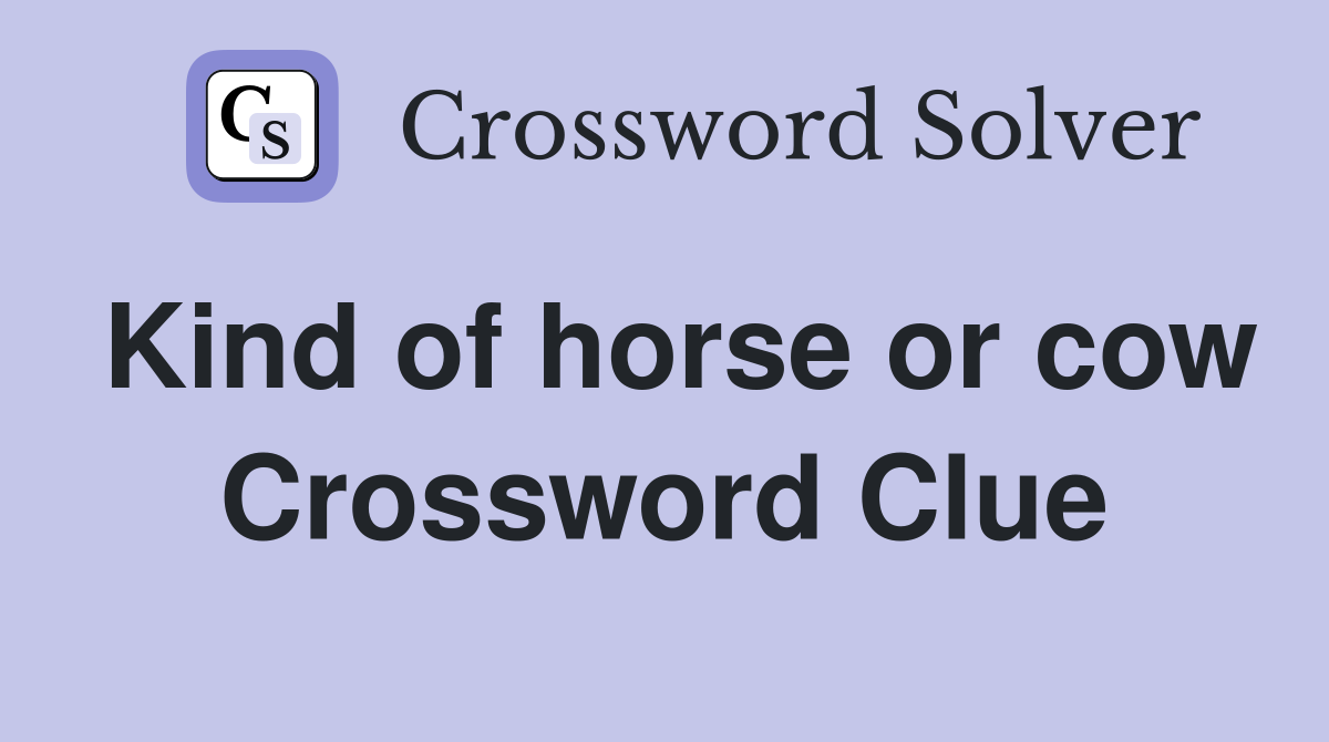 Kind of horse or cow Crossword Clue