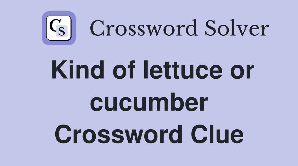 Kind of lettuce or cucumber Crossword Clue