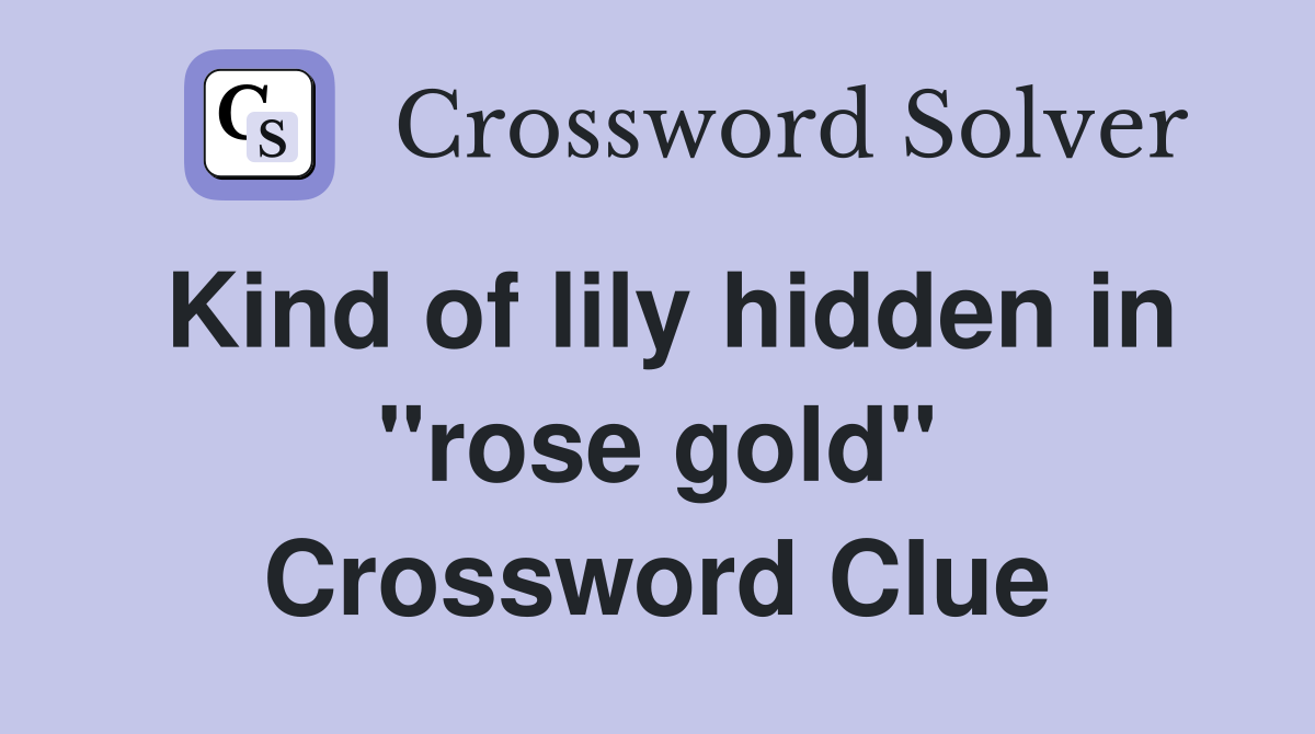 Kind of lily hidden in "rose gold" Crossword Clue