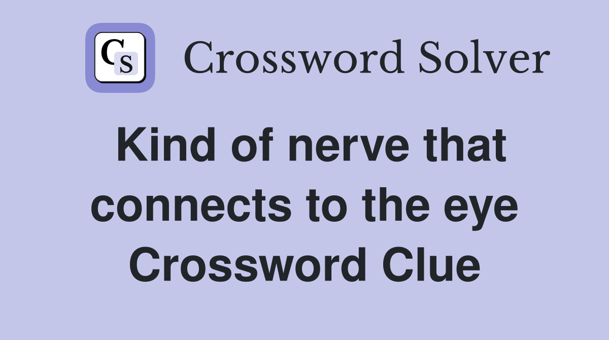 Kind of nerve that connects to the eye Crossword Clue