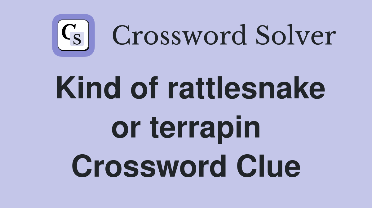 Kind of rattlesnake or terrapin Crossword Clue
