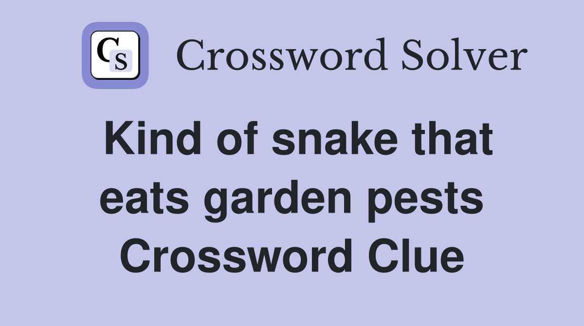 Kind of snake that eats garden pests Crossword Clue