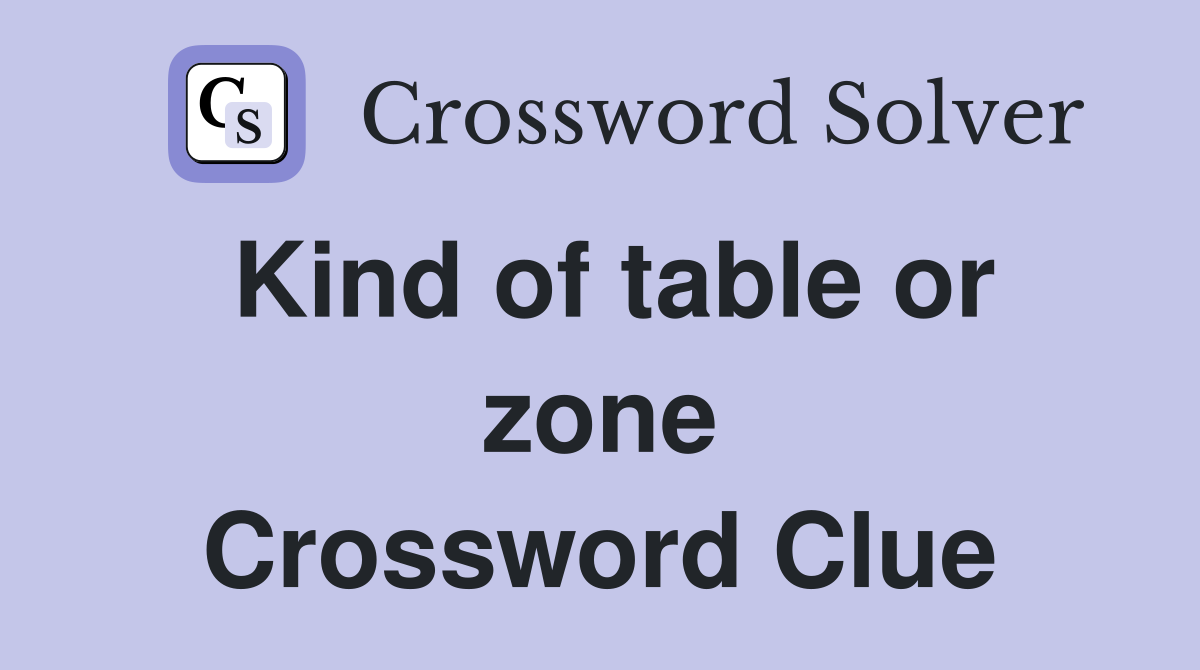 Kind of table or zone Crossword Clue