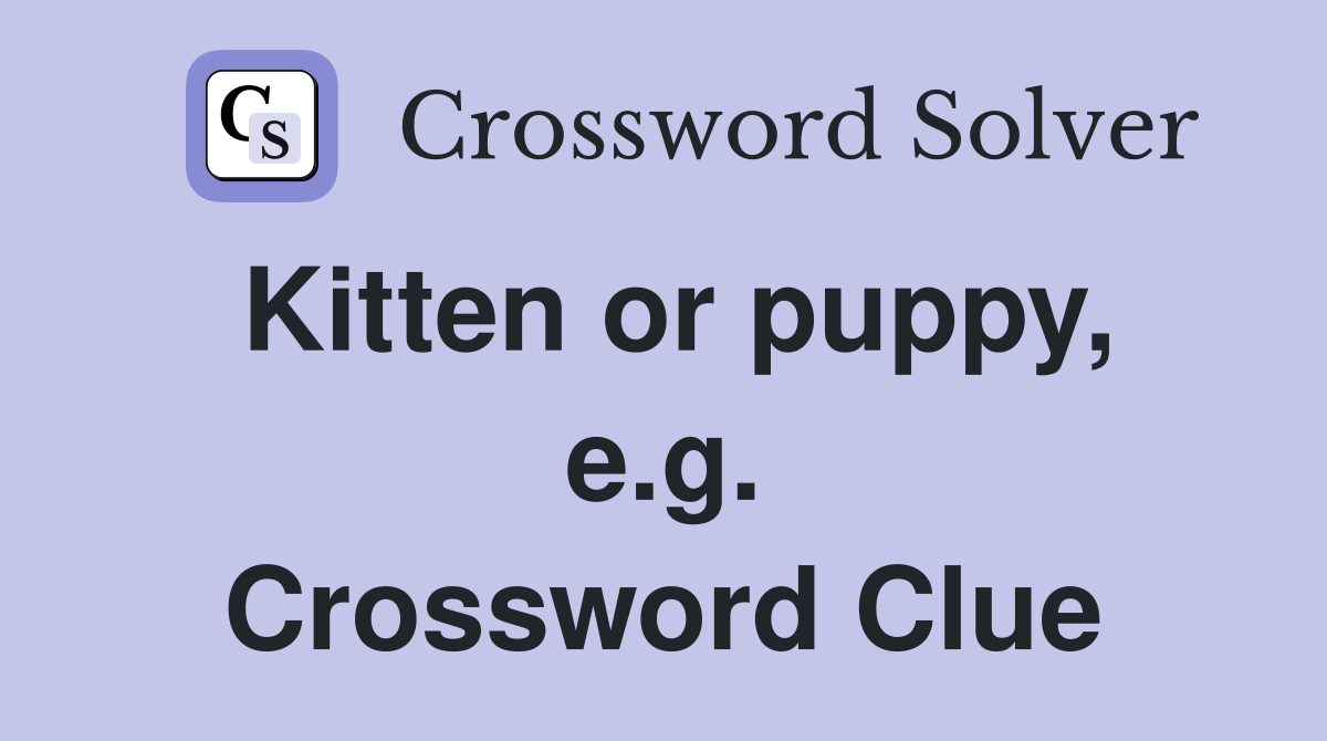 Kitten or puppy, e.g. Crossword Clue