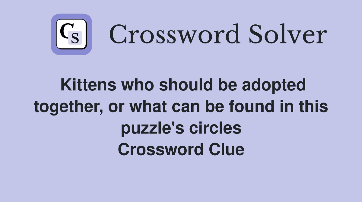 Kittens who should be adopted together, or what can be found in this puzzle's circles Crossword Clue