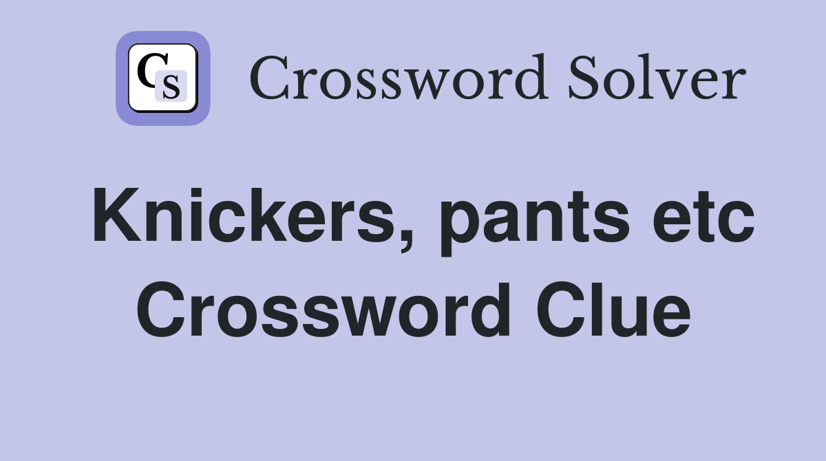 Knickers, pants etc Crossword Clue