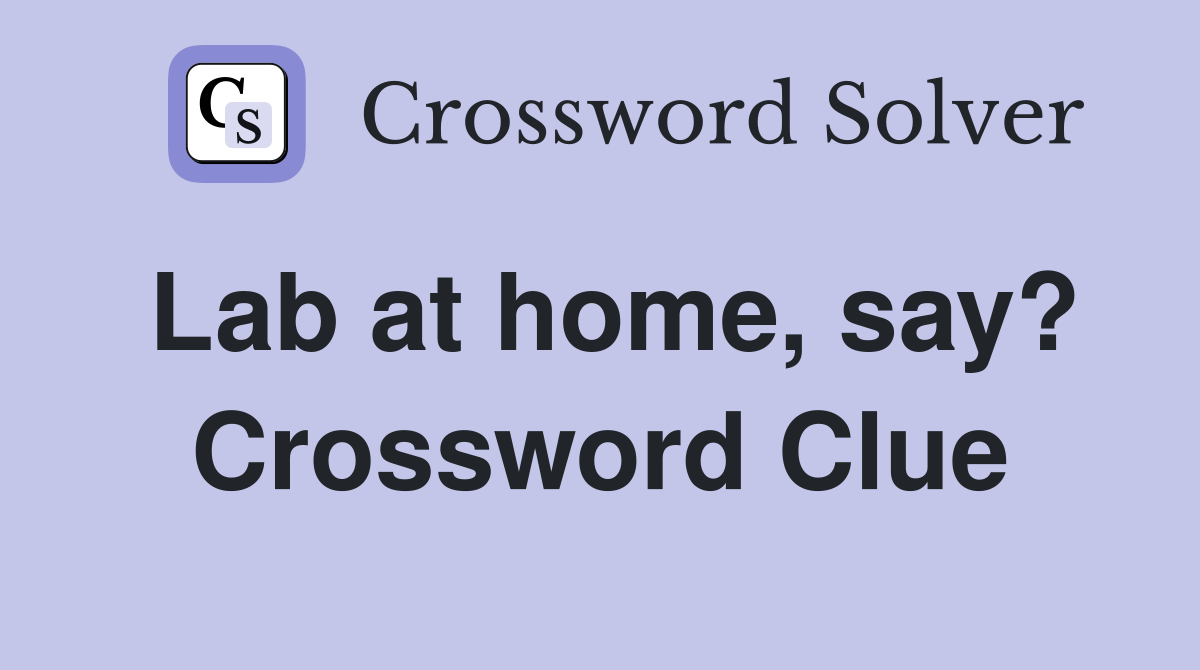 Lab at home, say? Crossword Clue