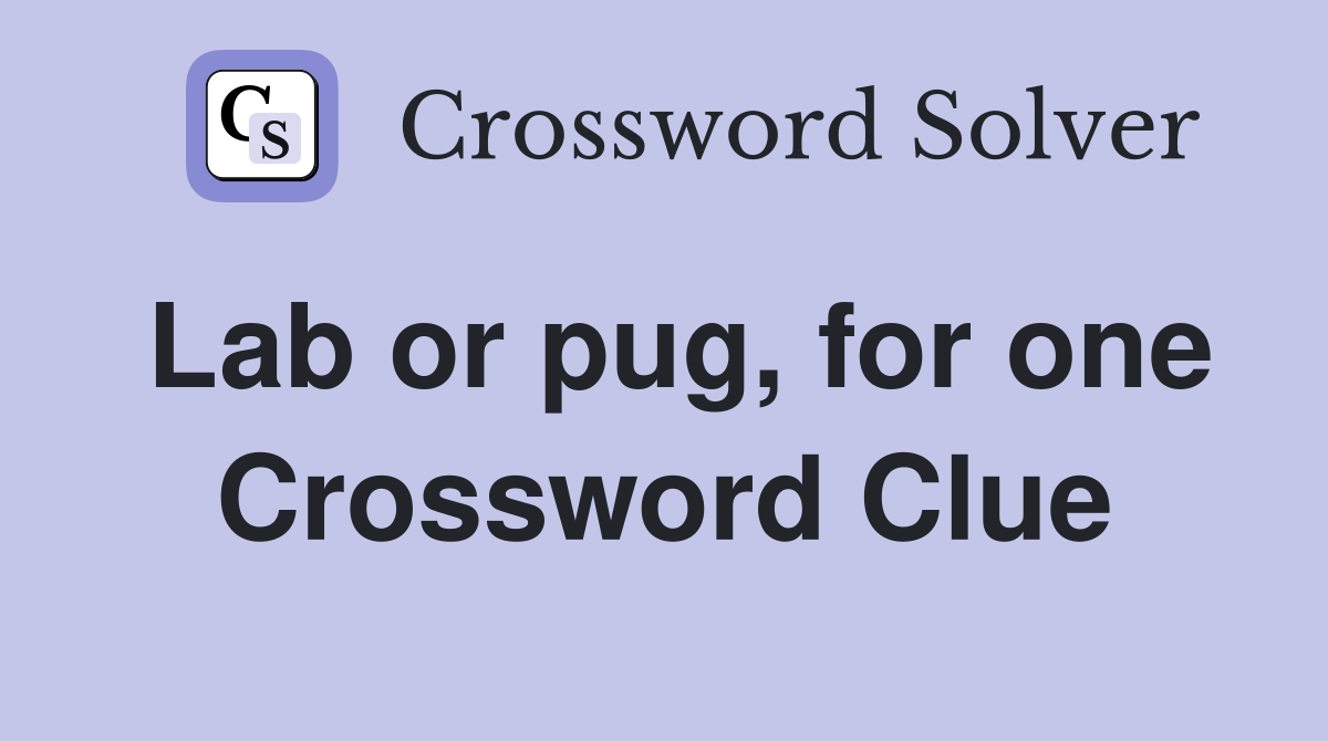 Lab or pug, for one Crossword Clue