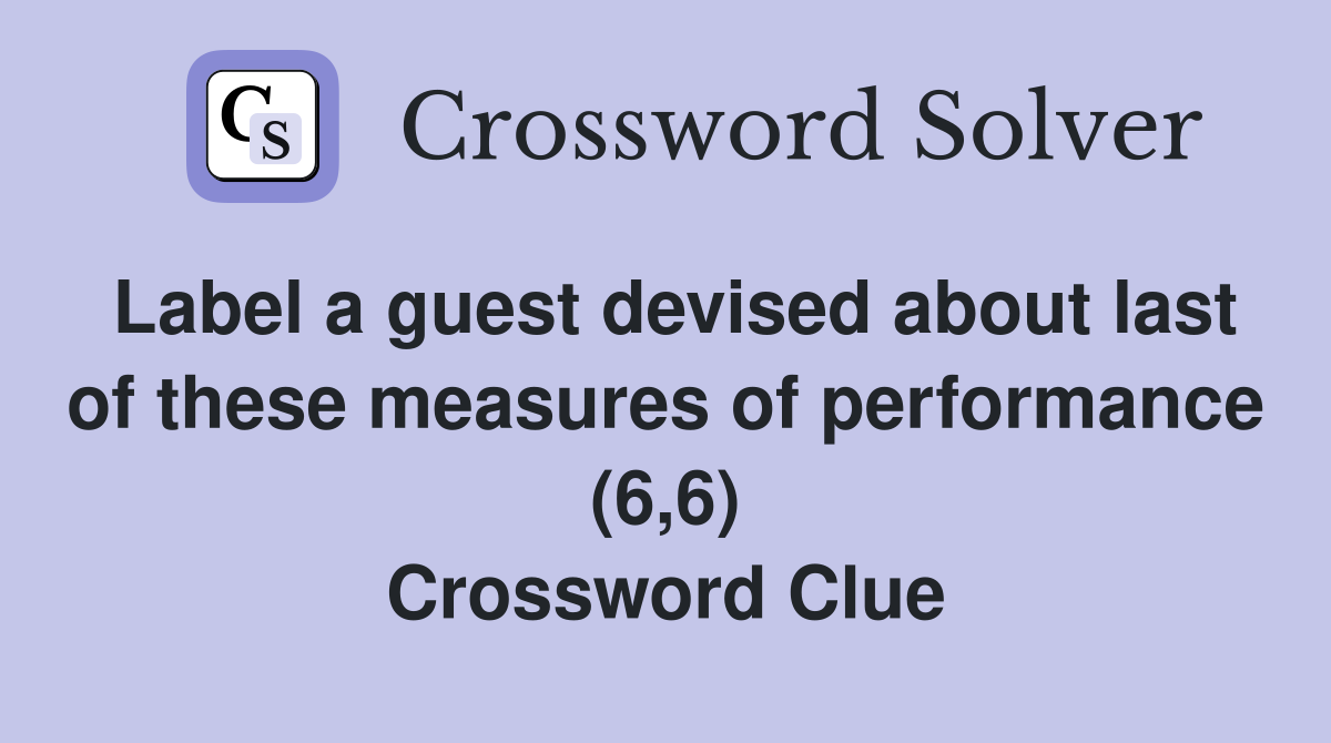 Label a guest devised about last of these measures of performance (6 6