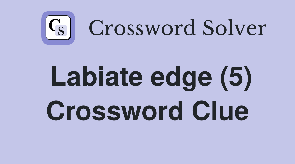 Labiate edge (5) Crossword Clue