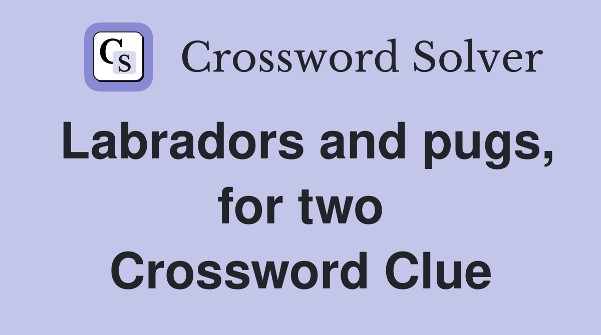 Labradors and pugs, for two Crossword Clue